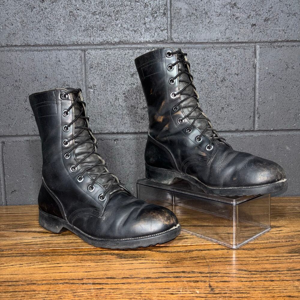 Vintage Genesco Military Combat Boots Men’s 8 Wide Black Leather USA